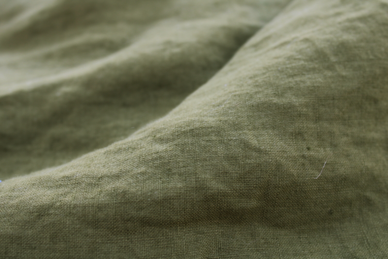 photo of Simple Opulence pure linen queen duvet cover & pillow shams, soft washed linen olive green  #16