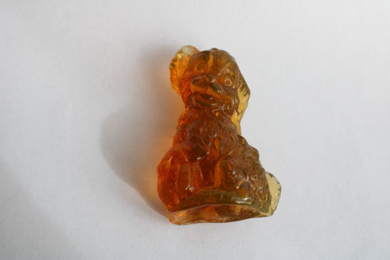 photo of Skippy shaggy puppy dog, vintage amber glass figurine Boyds art glass #2