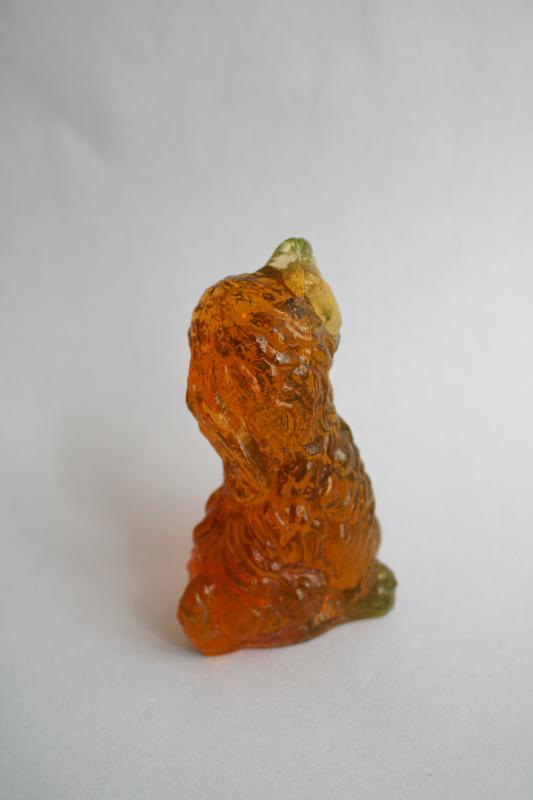 photo of Skippy shaggy puppy dog, vintage amber glass figurine Boyds art glass #3