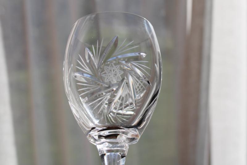 photo of Sklo Bohemia crystal stemware, unused set water goblets or wine glasses Czech labels #5
