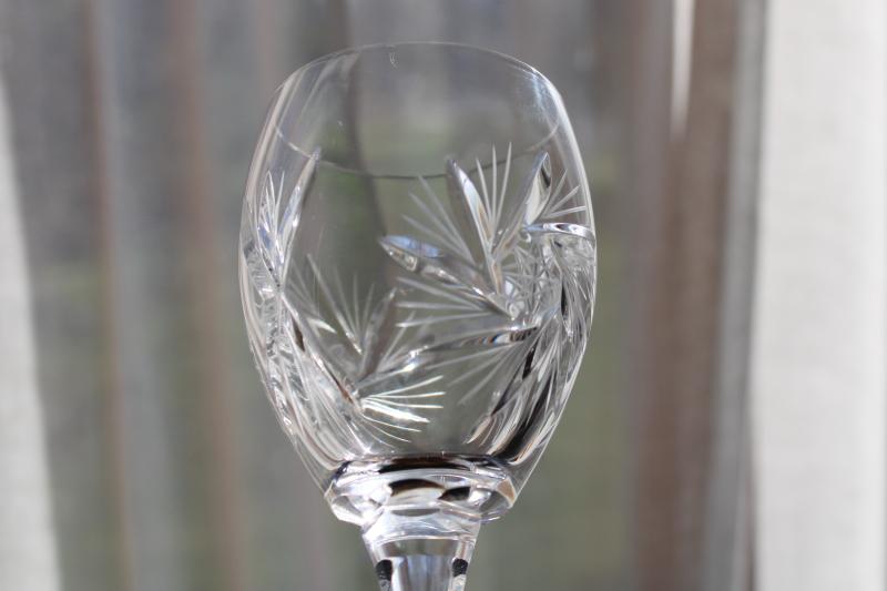 photo of Sklo Bohemia crystal stemware, unused set water goblets or wine glasses Czech labels #6