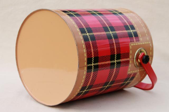 photo of Skotch Kaddy 1950s vintage cooler, red tartan plaid picnic jug insulated thermos #9