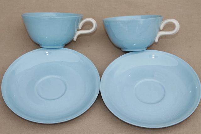 photo of Skytone blue vintage Homer Laughlin china dinnerware, plates, bowls, cups & saucers #8