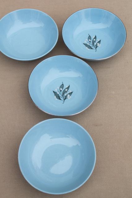 photo of Skytone blue vintage Homer Laughlin china dinnerware, plates, bowls, cups & saucers #12