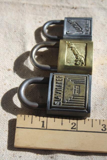 photo of Slaymaker vintage locks collection, brass & steel padlocks locked without keys #4