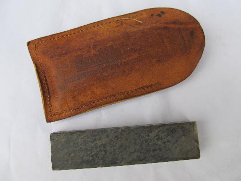 photo of Smith's natural Arkansas stone knife sharpening whetstone w/case #1