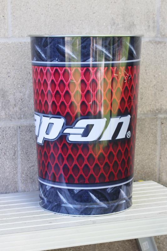 photo of Snap On Tools brand logo vintage steel trash can for garage, work shop, man cave  #2