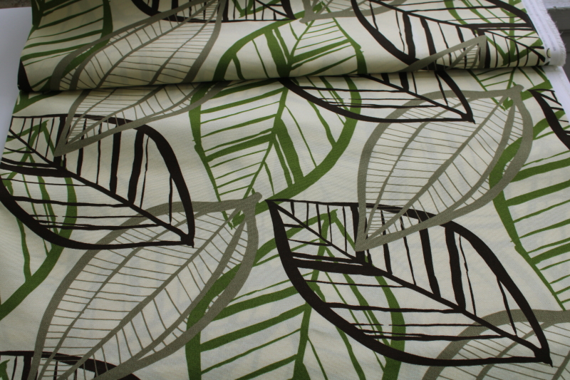 photo of Solarium screen print polyester fabric, outdoor canvas w/ leaves Belize Jasper #1