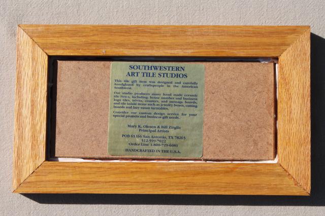 photo of Southwestern art tile studio pottery tiles Welcome, framed wood sign #3