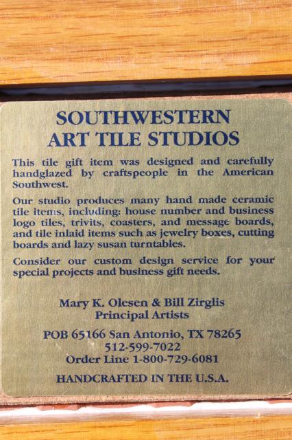 photo of Southwestern art tile studio pottery tiles Welcome, framed wood sign #4