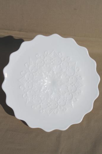 photo of Spanish Lace Fenton vintage white milk glass cake stand, wedding cake plate #5