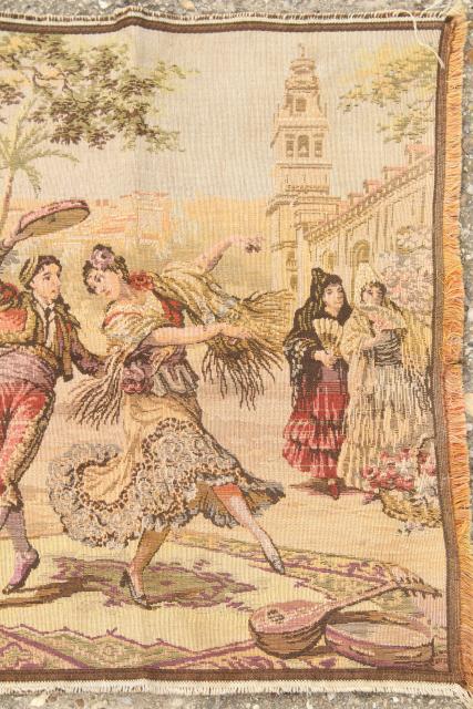 photo of Spanish dancers Carmen scene brocante vintage European cotton tapestry wall hanging  #5