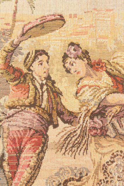 photo of Spanish dancers Carmen scene brocante vintage European cotton tapestry wall hanging  #6