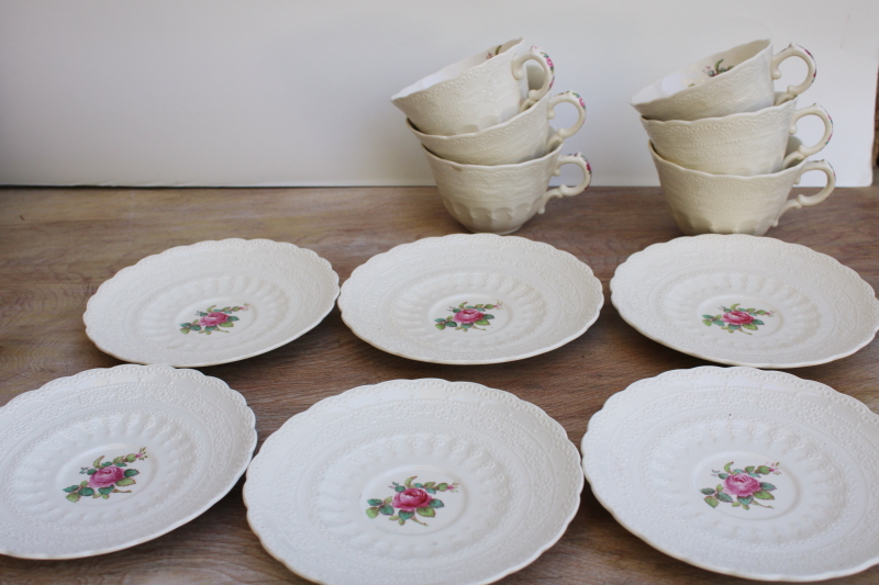 photo of Spode Billingsley Rose vintage china six tea cups & saucers pink floral #4