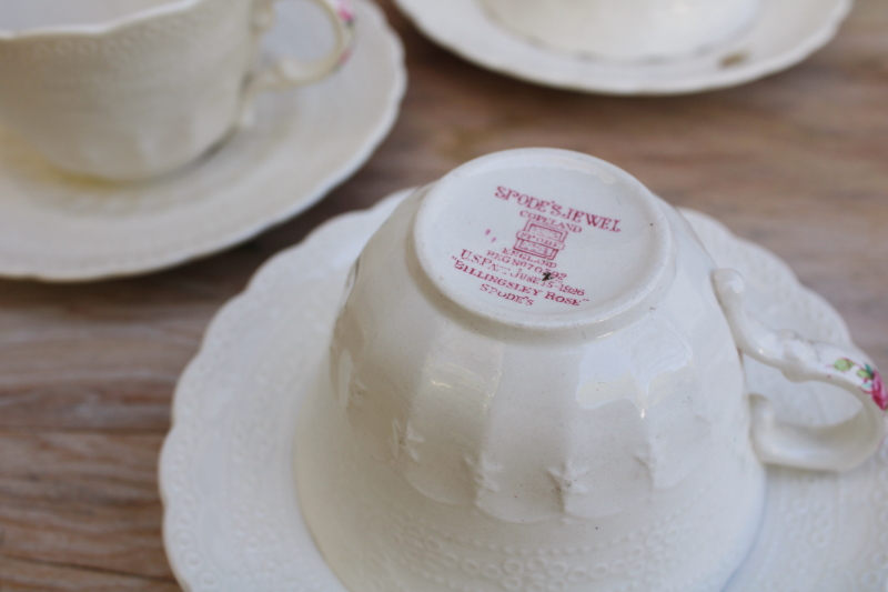 photo of Spode Billingsley Rose vintage china six tea cups & saucers pink floral #7