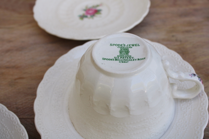 photo of Spode Billingsley Rose vintage china six tea cups & saucers pink floral #8
