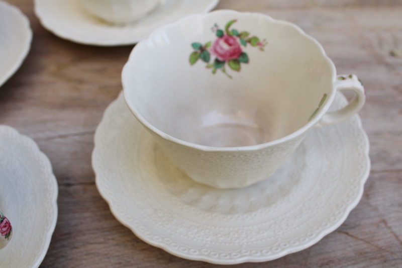 photo of Spode Billingsley Rose vintage china six tea cups & saucers pink floral #11