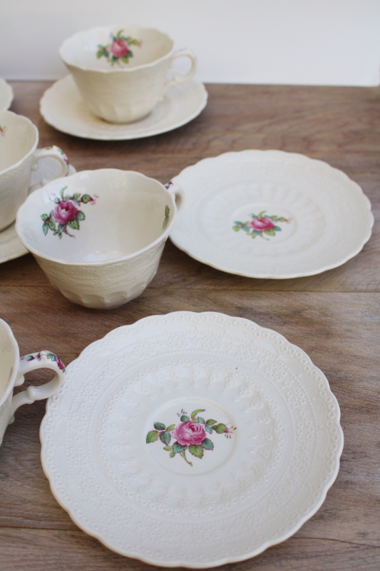 photo of Spode Billingsley Rose vintage china six tea cups & saucers pink floral #14