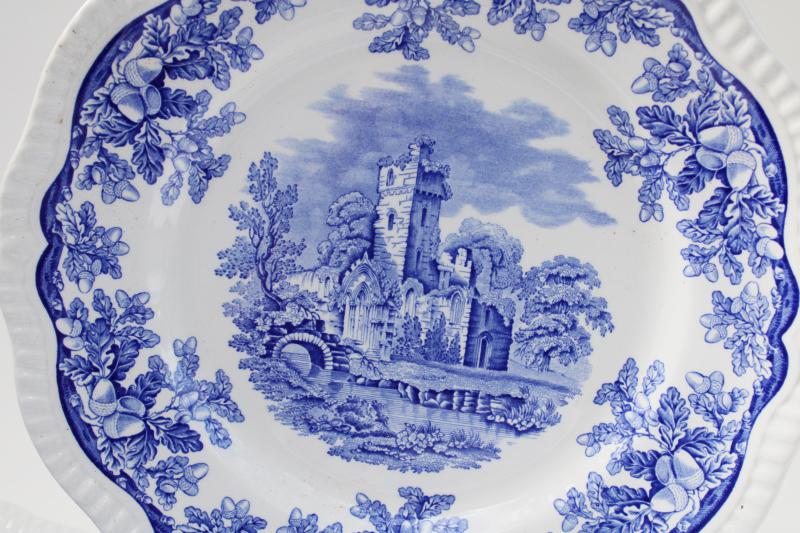 photo of Spode Blue Room Regency collection dinner plates blue & white china ruins scene #2