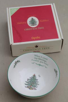 catalog photo of Spode Christmas Tree china Revere bowl w/ Count My Blessings motto