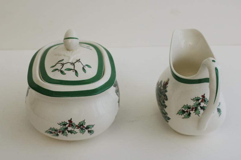 photo of Spode Christmas Tree china cream pitcher & sugar bowl set, Made in England vintage #6