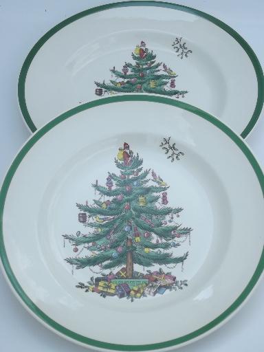 photo of Spode Christmas Tree china, set of 8 Spode England china dinner plates  #3