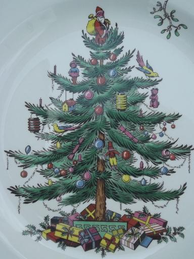 photo of Spode Christmas Tree china, set of 8 Spode England china dinner plates  #4