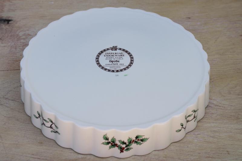 photo of Spode Christmas tree pattern quiche dish, fluted tart pan oven to table china #3