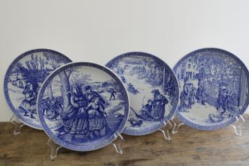 catalog photo of Spode England Blue Room vintage china Christmas plates Victorian scenes 1 2 3 4