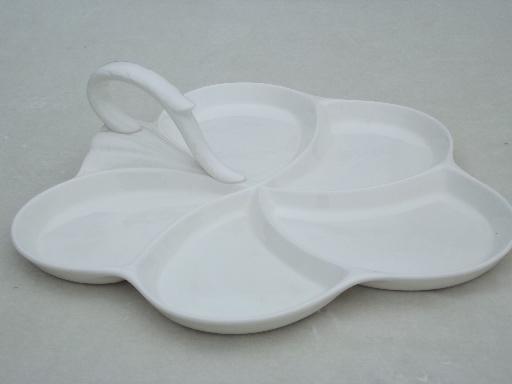 photo of Spode Imperial pure white flower shape tray w/ handle, Impl Spode mark  #1