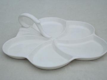 catalog photo of Spode Imperial pure white flower shape tray w/ handle, Impl Spode mark 