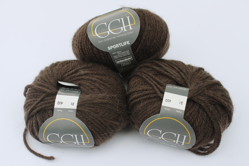 photo of Sportlife pure wool yarn GGH Germany superwash type wool chocolate brown  #1