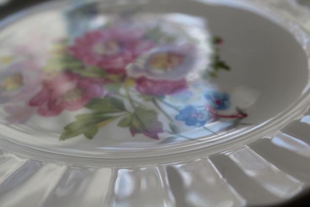 photo of Spring Bouquet pattern vintage china dinner plates, delphiniums & peonies floral #8