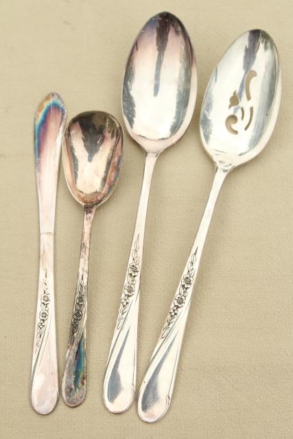 photo of Spring Flower Wm Rogers International Silver plate flatware, estate lot vintage silverware #6