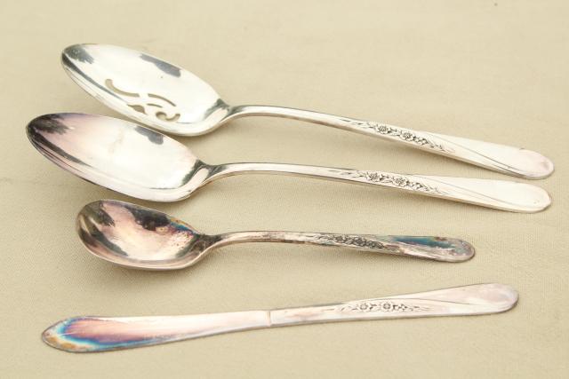 photo of Spring Flower Wm Rogers International Silver plate flatware, estate lot vintage silverware #7