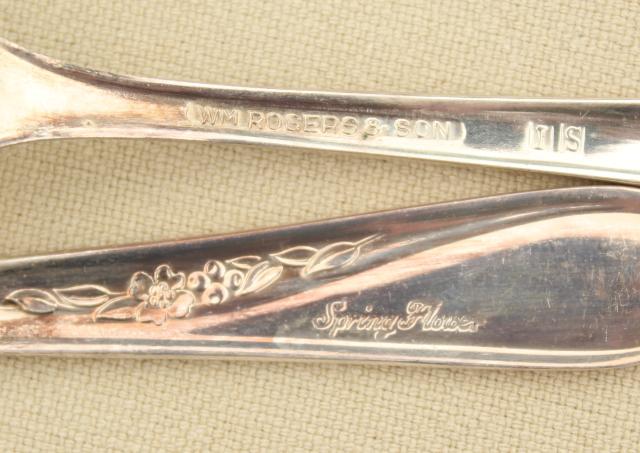 photo of Spring Flower Wm Rogers International Silver plate flatware, estate lot vintage silverware #9