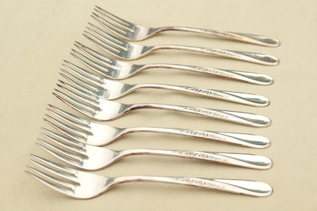 photo of Spring Flower Wm Rogers International Silver plate flatware, estate lot vintage silverware #10