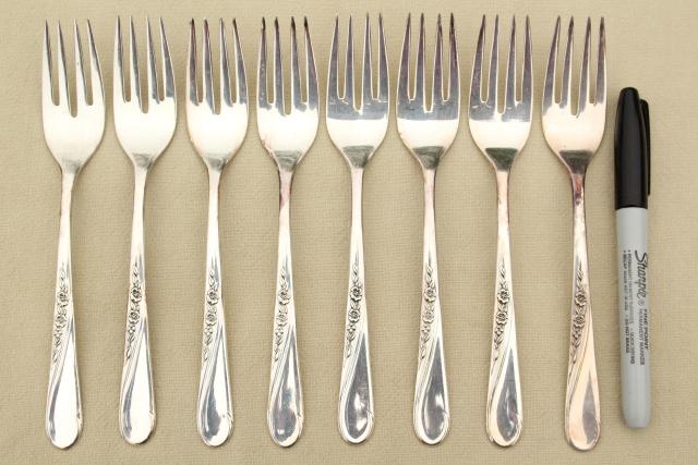 photo of Spring Flower Wm Rogers International Silver plate flatware, estate lot vintage silverware #11