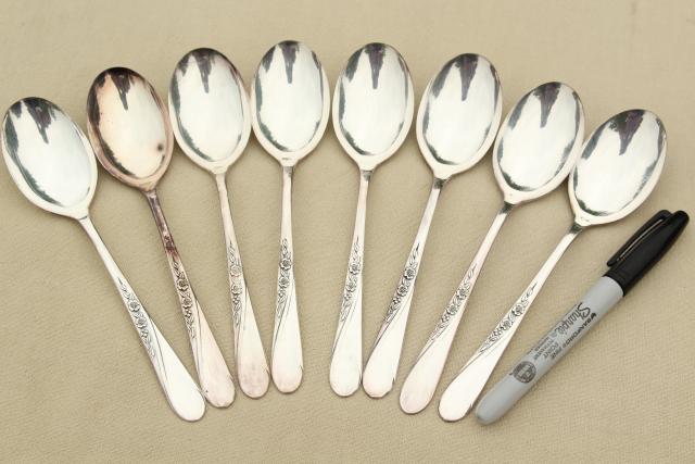 photo of Spring Flower Wm Rogers International Silver plate flatware, estate lot vintage silverware #12