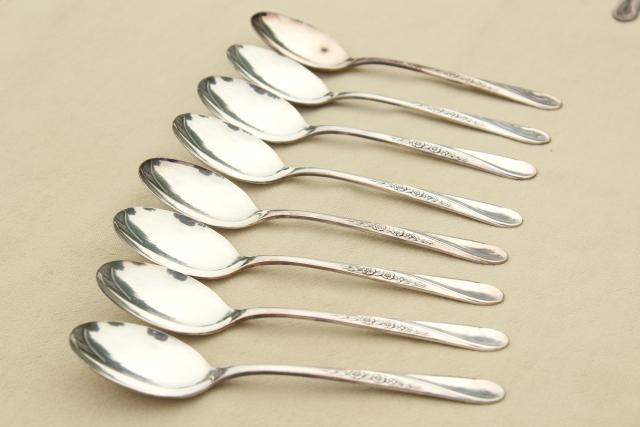 photo of Spring Flower Wm Rogers International Silver plate flatware, estate lot vintage silverware #13