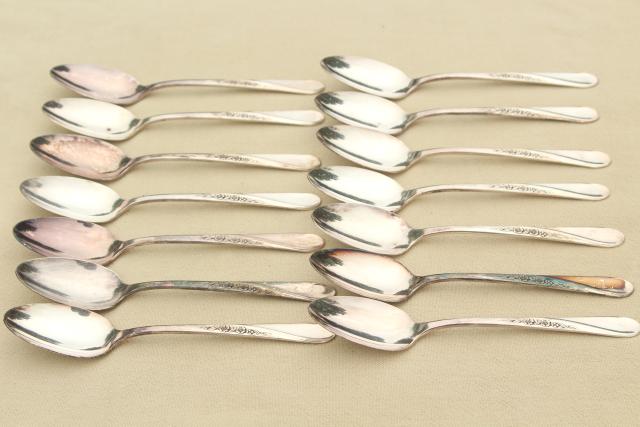 photo of Spring Flower Wm Rogers International Silver plate flatware, estate lot vintage silverware #16