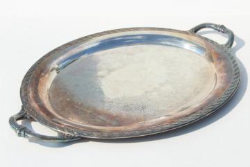 catalog photo of Spring Flower vintage silver plated waiters tray, large oval serving tray Wm Rogers