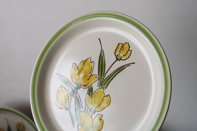 photo of Spring flowers vintage Japan Stonybrook stoneware salad plates set of 8 never used #2
