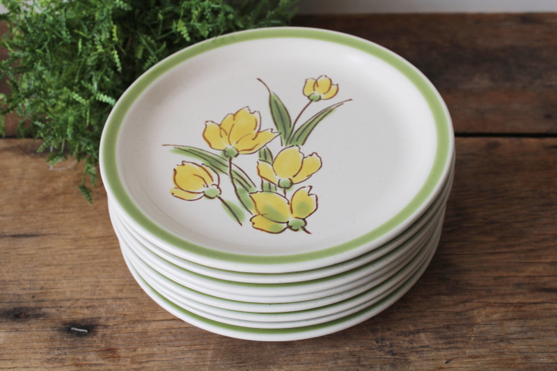 photo of Spring flowers vintage Japan Stonybrook stoneware salad plates set of 8 never used #5