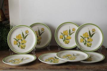 catalog photo of Spring flowers vintage Japan Stonybrook stoneware salad plates set of 8 never used 