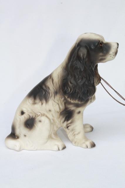 photo of Springer spaniel family, vintage china dog figurines, mama & babies black & white spaniels #5