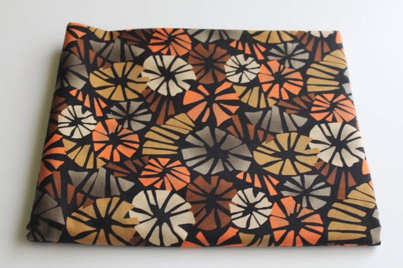 photo of Springs cotton fabric, abstract floral modern flower print in retro orange, browns, black  #1