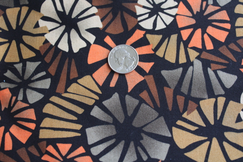 photo of Springs cotton fabric, abstract floral modern flower print in retro orange, browns, black  #2