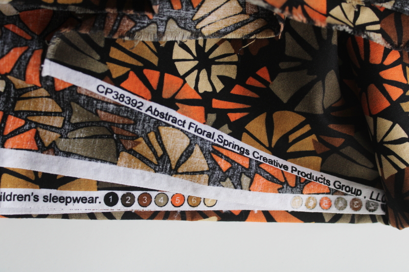 photo of Springs cotton fabric, abstract floral modern flower print in retro orange, browns, black  #3