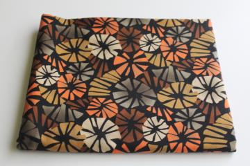 Springs cotton fabric, abstract floral modern flower print in retro orange, browns, black 